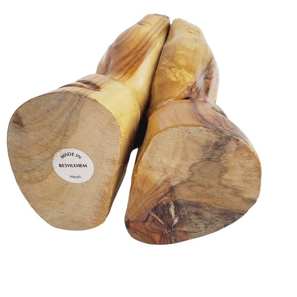 Three Piece Religious Olive Wood Carved Jesus, Praying Hands, Manger, EUC - Picture 4 of 8